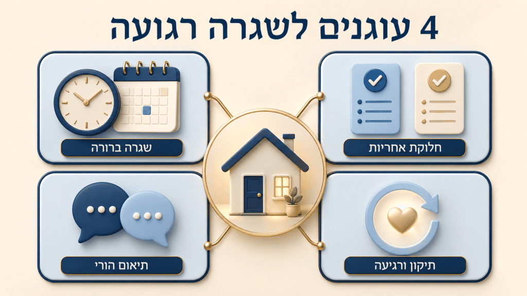חוזרים לשגרה בלי לאבד את הבית, 4 עוגנים לחזרה לשגרה רגועה יותר.