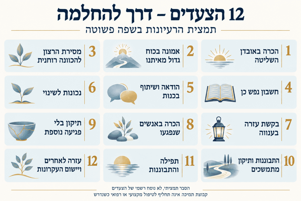טיפול בהתמכרות בשיטת 12 הצעדים בהסבר תמציתי וברור