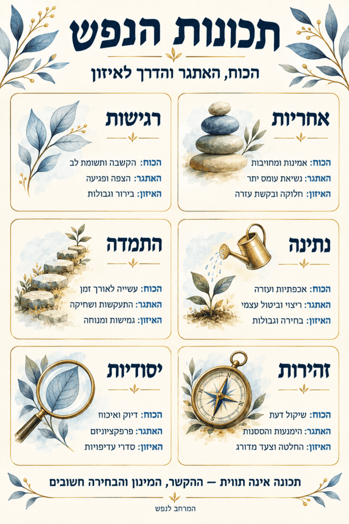 טבלת תכונות הנפש, האתגר והאיזון שלהם